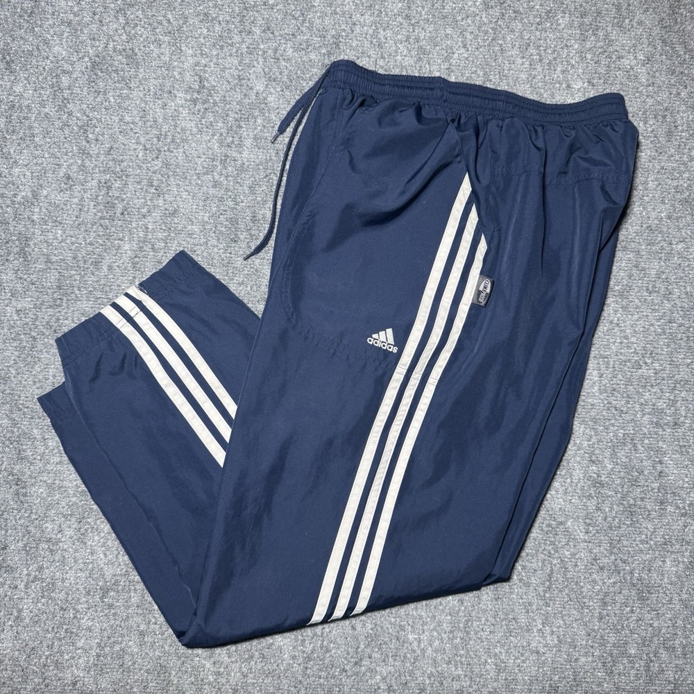 VTG Adidas Navy Blue Track Pants Striped Tracksuit Bottoms Men Small Fit 28x27